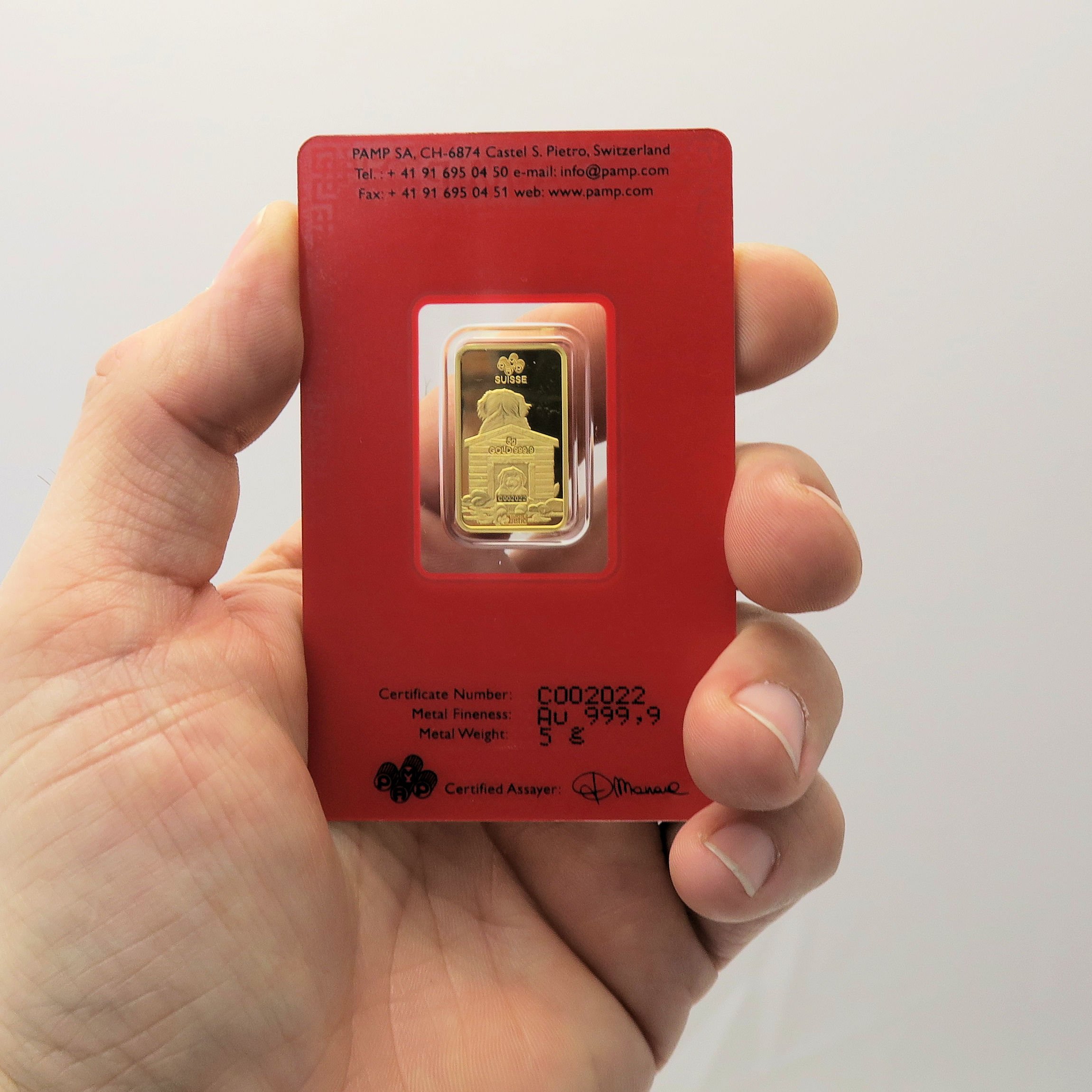 Goldbarren 5g "Hund 2018" Lunar PAMP - Detailansicht 2