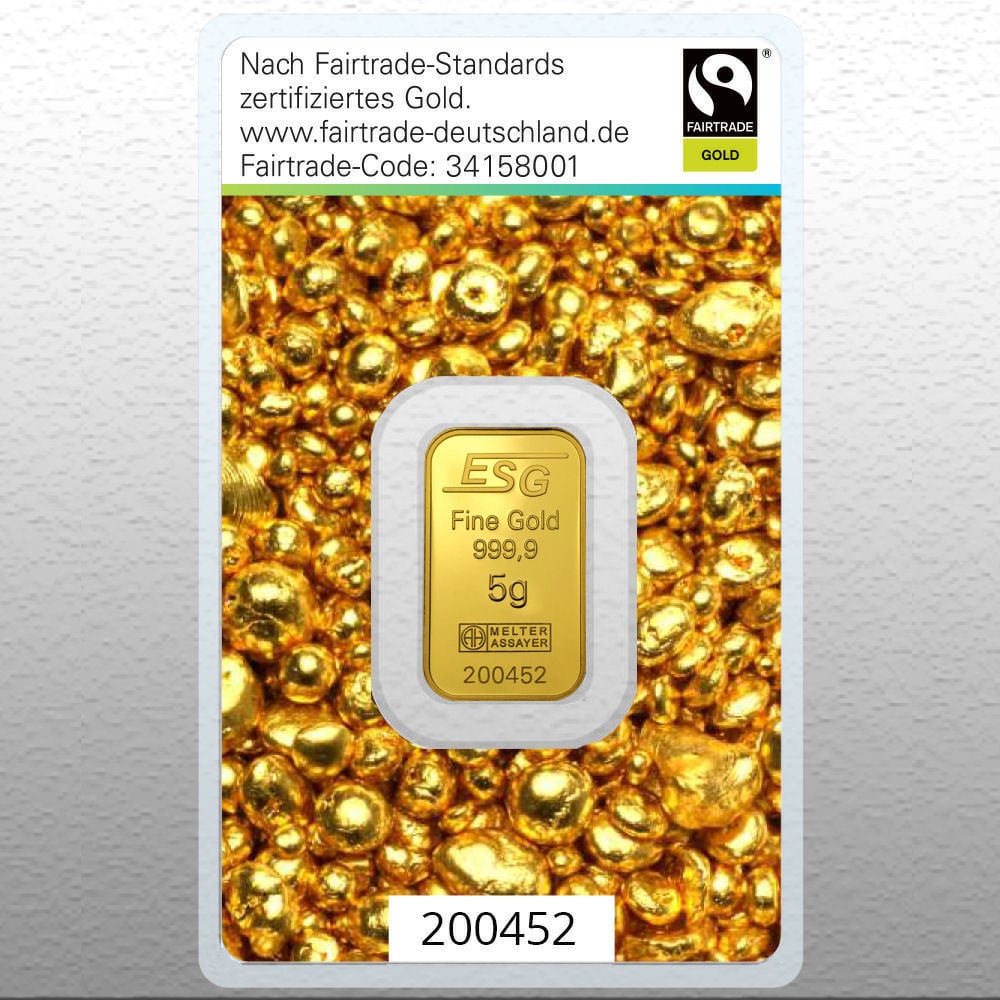 Goldbarren 5g "Fairtrade Gold" (999,9 Au), Blister - Hauptansicht
