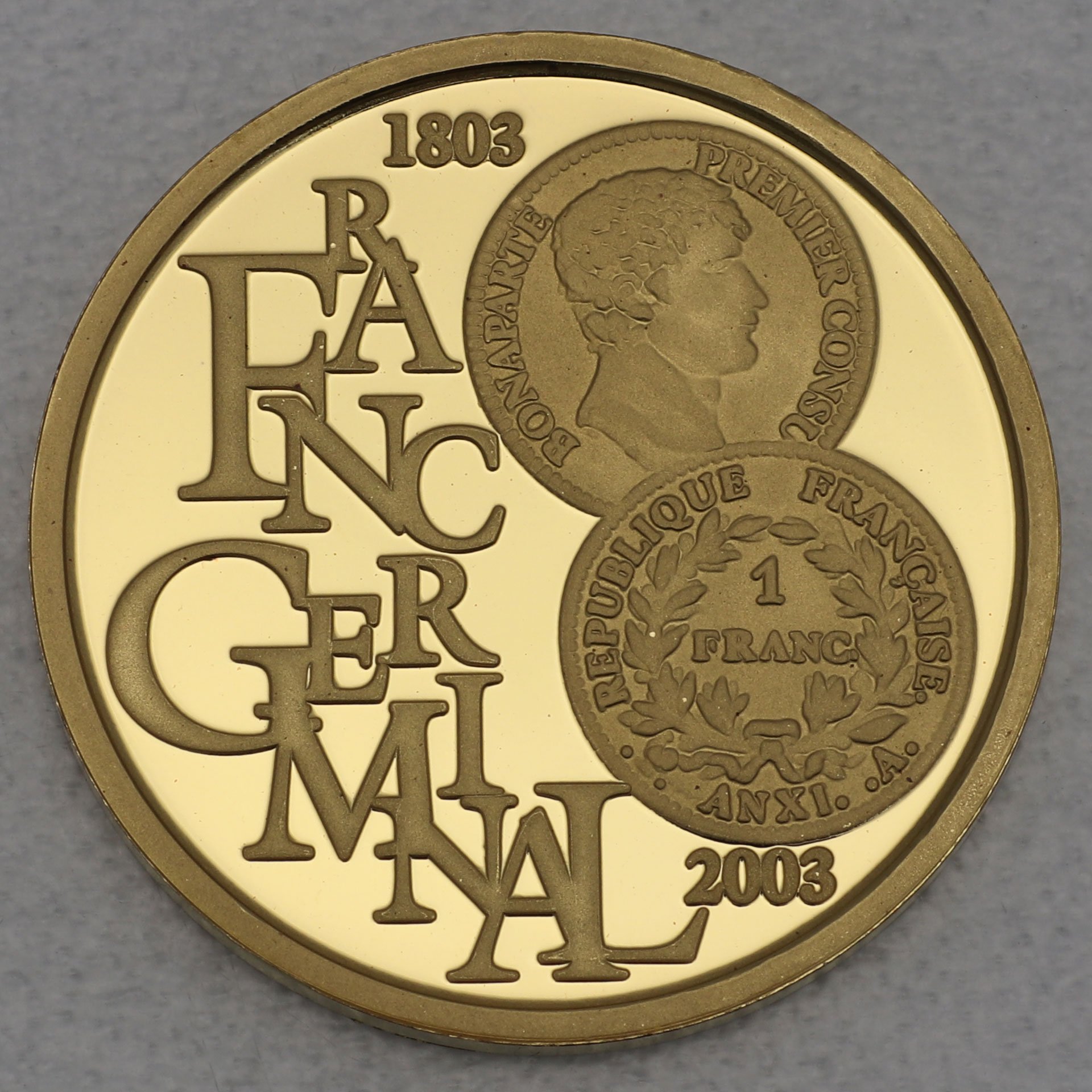 Goldmünze 100 Euro "EU-Franc Germinal" 2003 (Belgien) - Hauptansicht