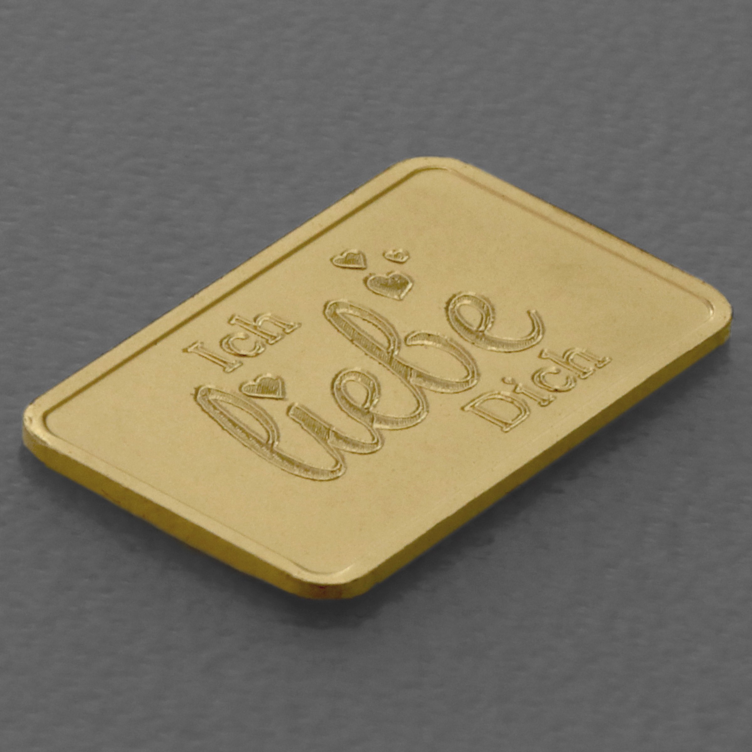 Goldbarren 2,5g Gravur "Ich Liebe Dich" - Detailansicht 2