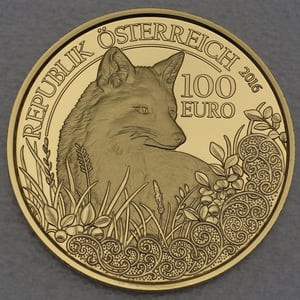 Goldmünze 100 Euro "Fuchs" 2016 Unseren Wildtieren auf der Spur (Österreich) - Hauptansicht