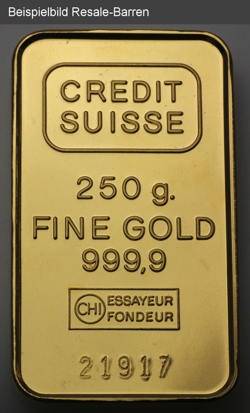 Goldbarren 250g "Resale" (div. Hersteller) - Detailansicht 3