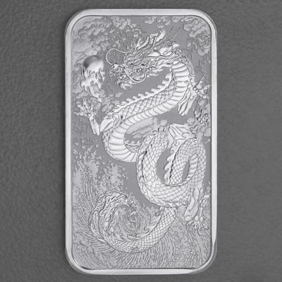 Silber Münzbarren 1oz "Rectangular Dragon" 2024 19% (Australien) - Miniaturansicht 1