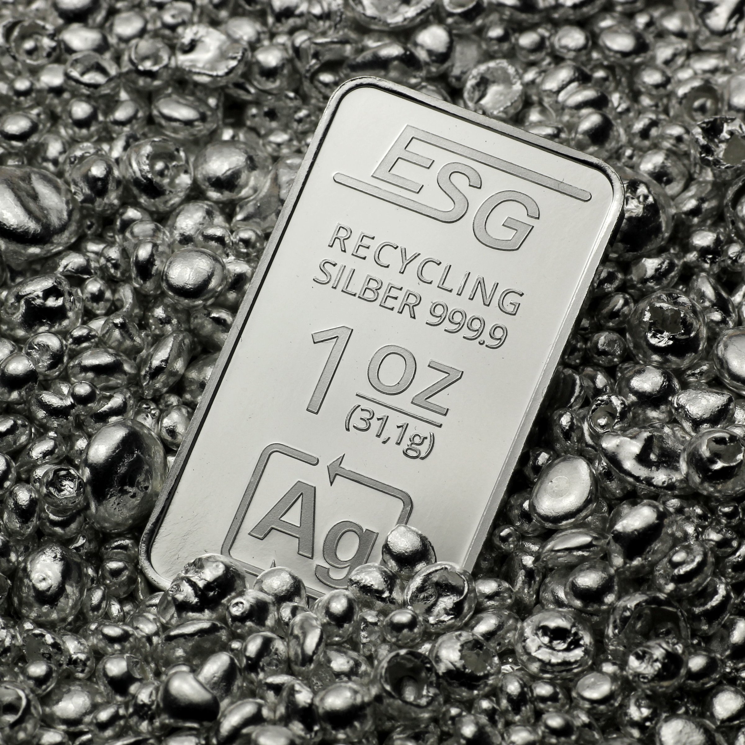 Silberbarren 1oz ESG geprägt gravierbar Recyclingsilber - Detailansicht 3