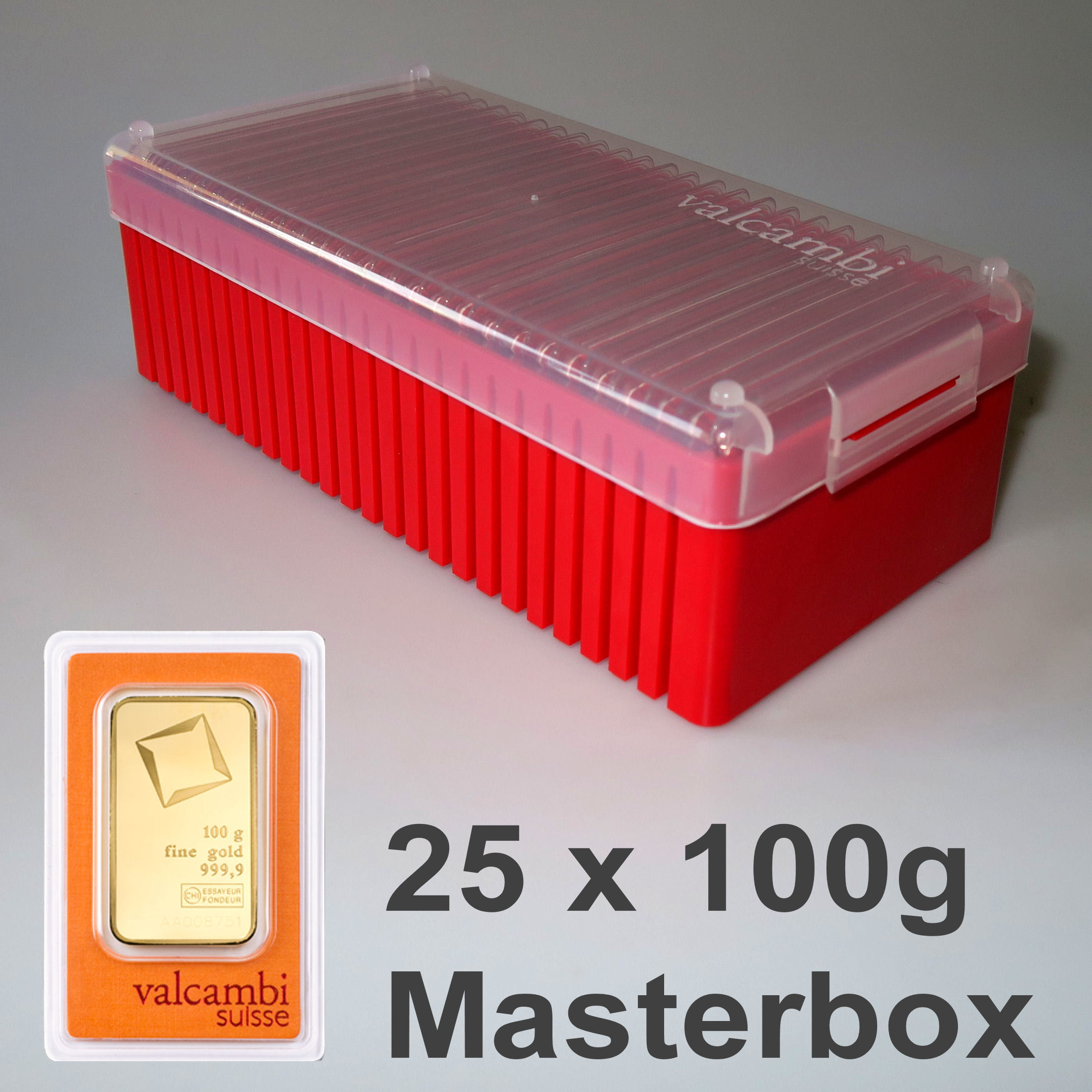Goldbarren 25x 100g VALCAMBI (Masterbox) - Hauptansicht