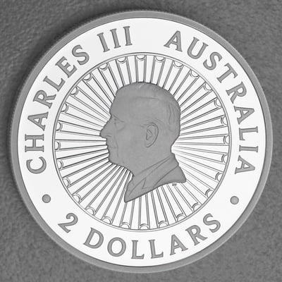 Silbermünze 2oz "Double Dragon & Pearl" 2024 (PP) Perlmutt-Einsatz 19% (Australien) - Miniaturansicht 2