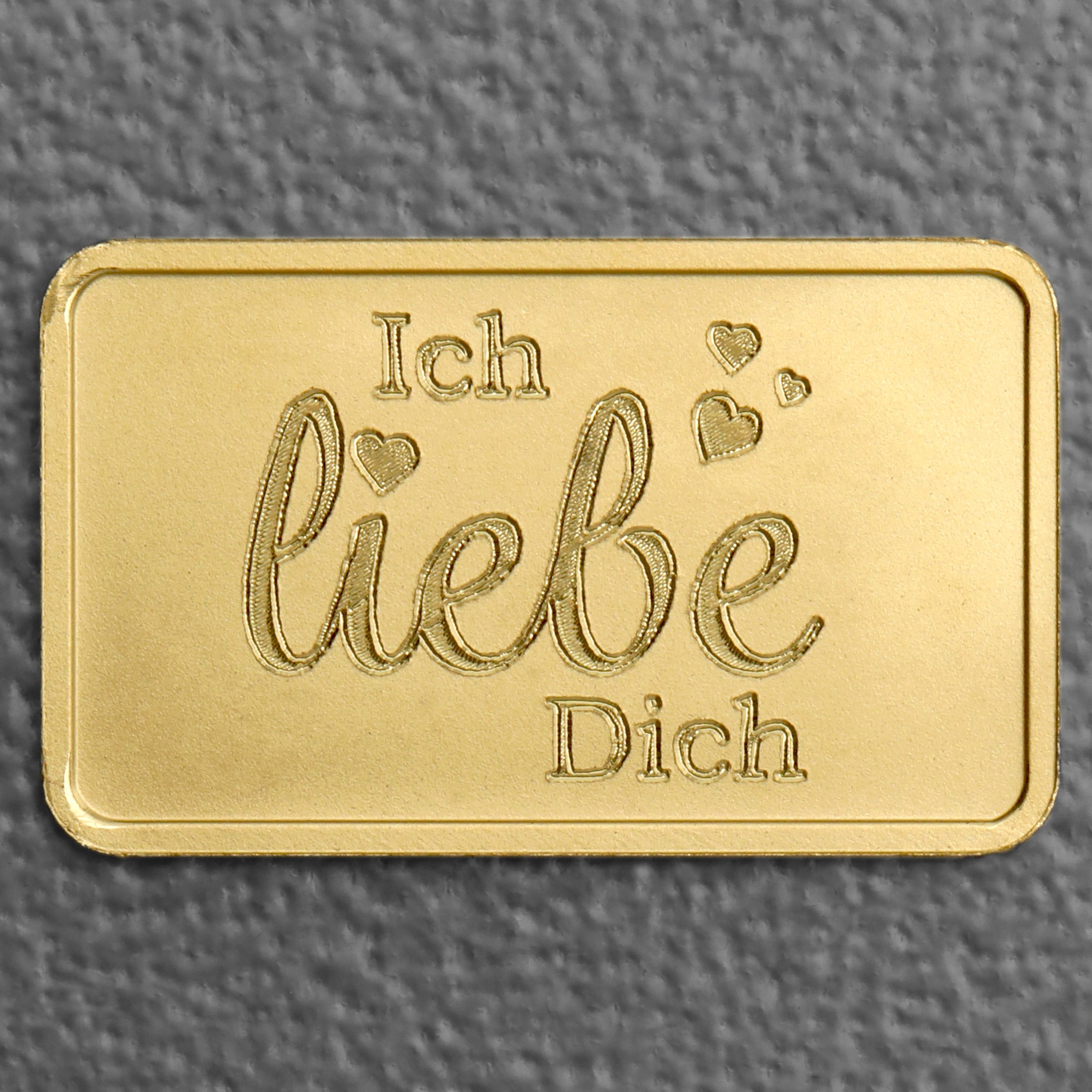 Goldbarren 2,5g Gravur "Ich Liebe Dich" - Hauptansicht