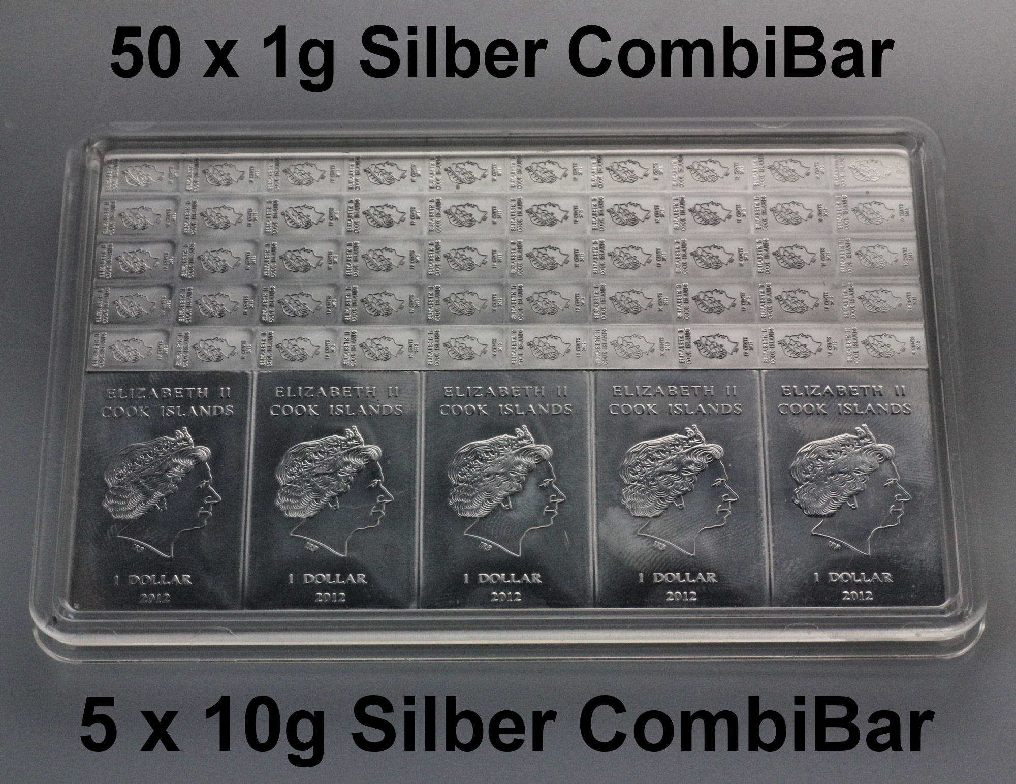 Münztafel 5 x 10g + 50 x 1g Ag (Cook Islands) - Detailansicht 2
