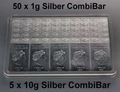 Münztafel 5 x 10g + 50 x 1g Ag (Cook Islands) - Miniaturansicht 3