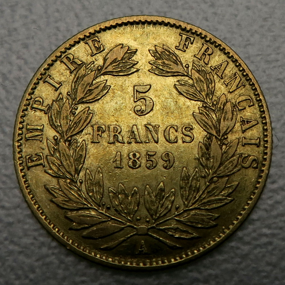 Goldmünze 5 Francs "Napoleon III." (Frankreich) - Detailansicht 3