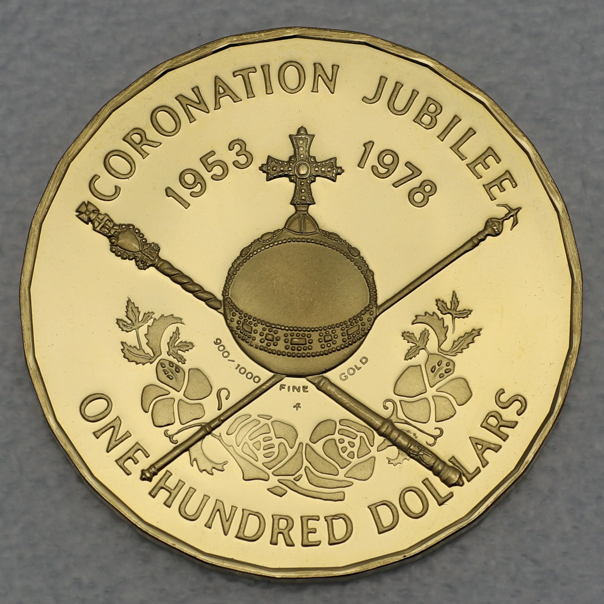 Goldmünze 100 Dollar "Coronation Jubilee" 1978 (Britische Jungferninseln) - Hauptansicht