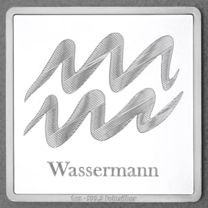 Silberbarren 1oz "Sternzeichen Wassermann" Gravurbarren quadratisch - Hauptansicht