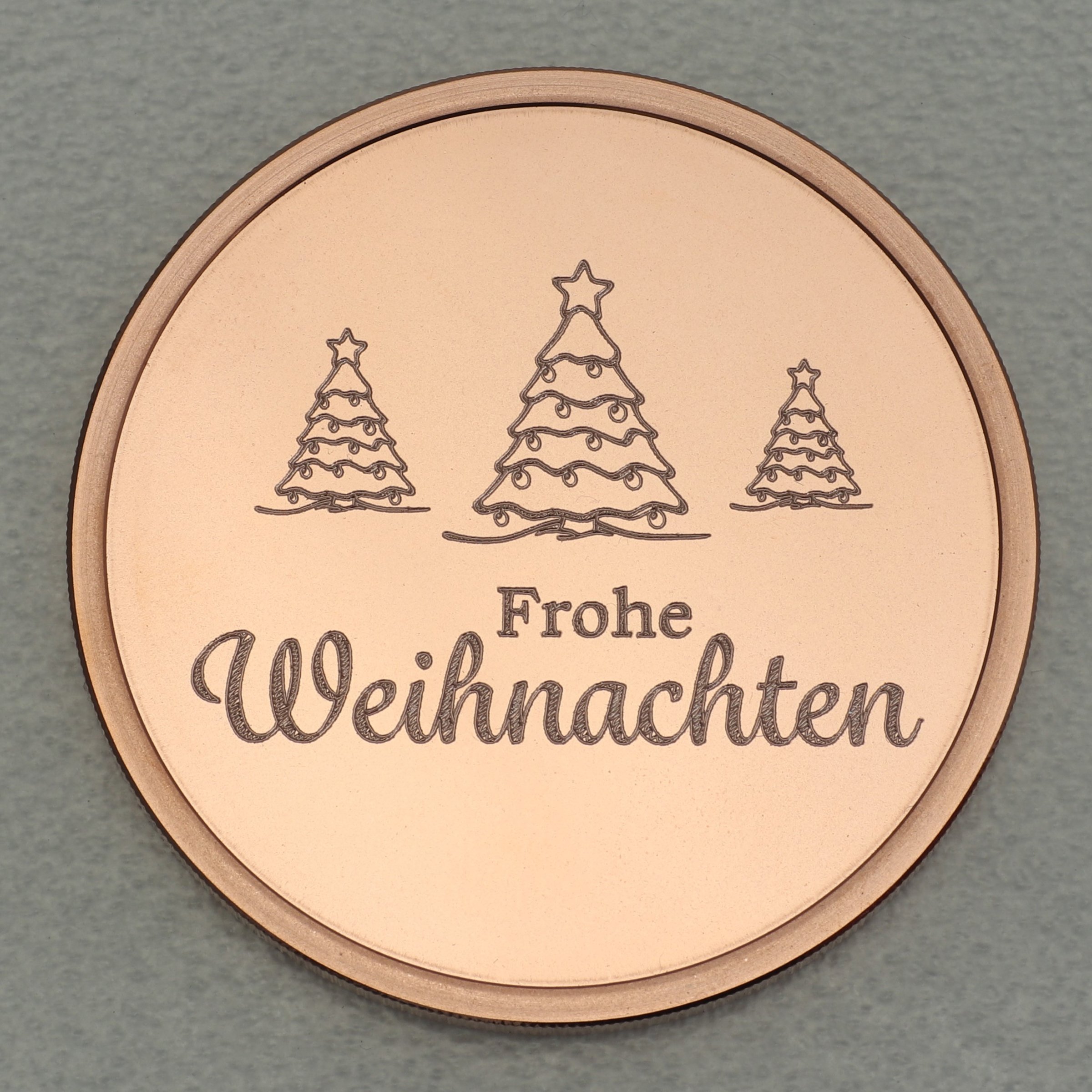 Kupfermedaille "Frohe Weihnachten" Gravurmedaille - Hauptansicht