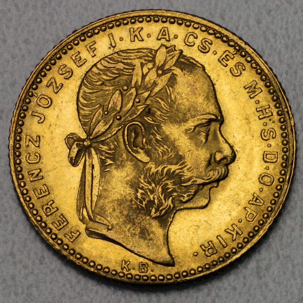 Goldmünze 8 Florin "Wappen" Franz Joseph (Österreich/Ungarn) - Hauptansicht