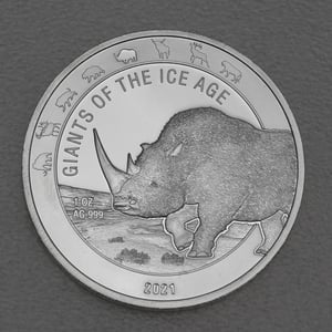 Silbermünze 1oz "Wollnashorn" 2021 Giants of Ice Age (Ghana) - Hauptansicht