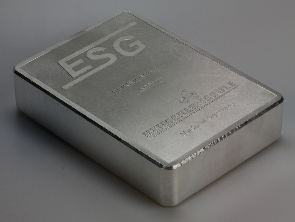 DIN-Silberbarren 5kg (999,9 Ag) ESG - Detailansicht 1