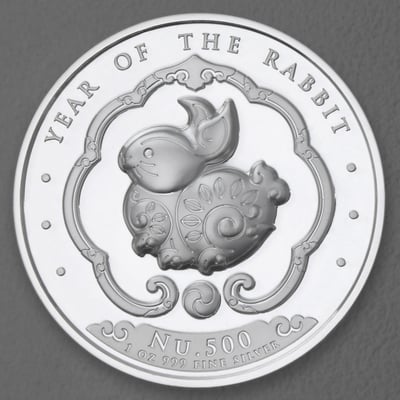 Silbermünze 1oz "Hase" 2023 (PP/HR) Lunar diff. (Bhutan) - Miniaturansicht 1