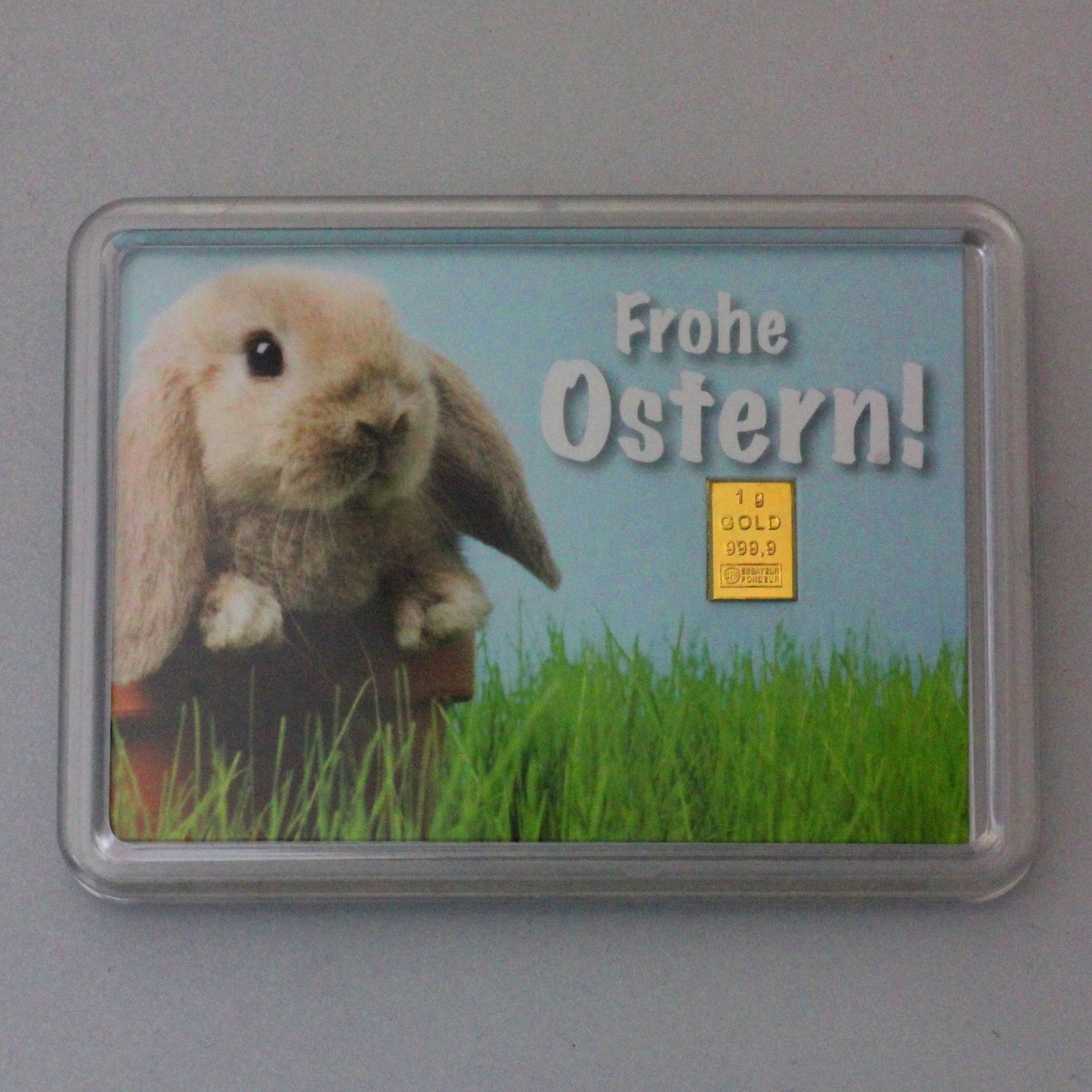 Goldbarren 1g "Osterhase/Frohe Ostern" (Motivbox) - Hauptansicht