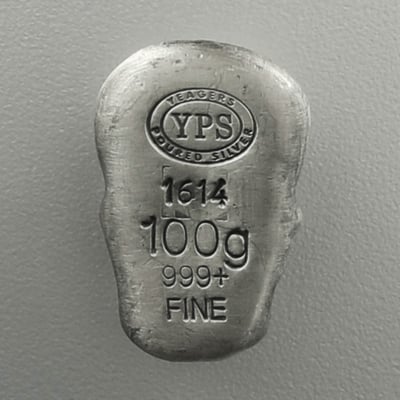 Silber 3-D Barren "Totenkopf" 100g, Patina - Miniaturansicht 2