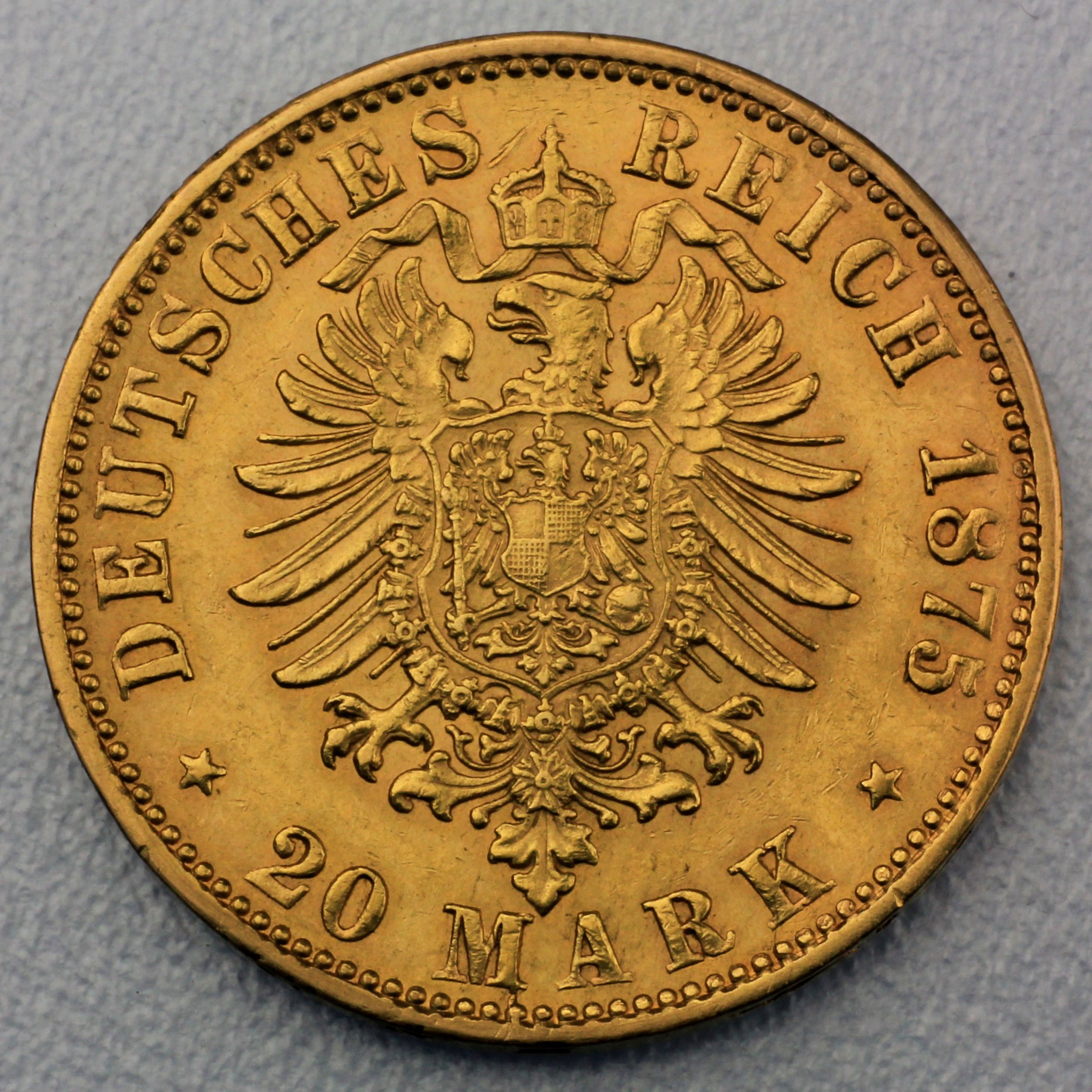 Goldmünze 20 Mark "Ludwig II." 1875-D J.197 (Bayern) - Detailansicht 1