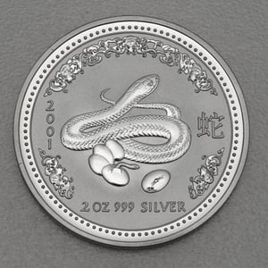 Silbermünze 2oz "Schlange" 2001 Lunar I – Year of the Snake (Australien) - Miniaturansicht 1