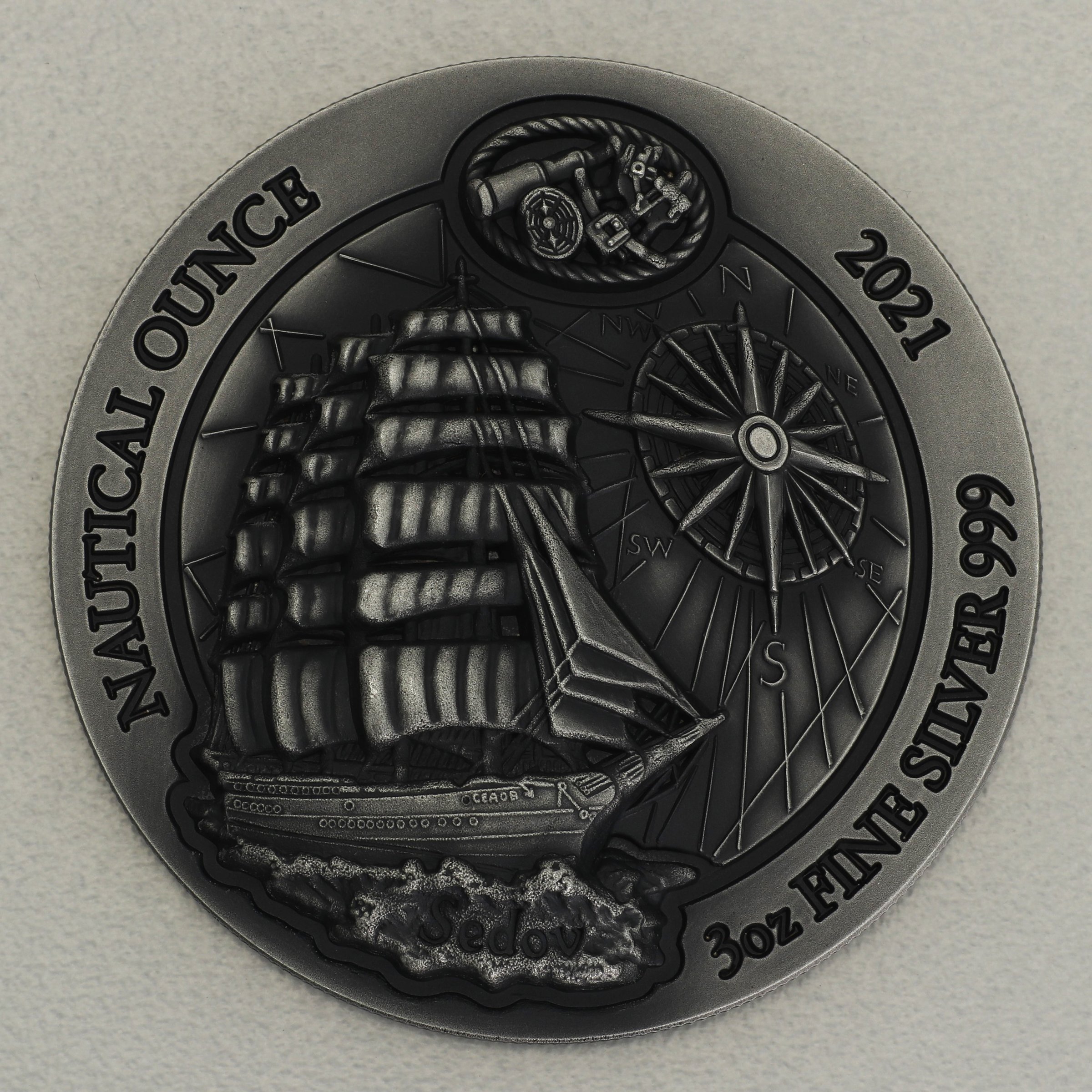 Silbermünze 3oz "Sedov" 2021 (HR/AF) Nautical Ounce diff. (Ruanda) - Hauptansicht