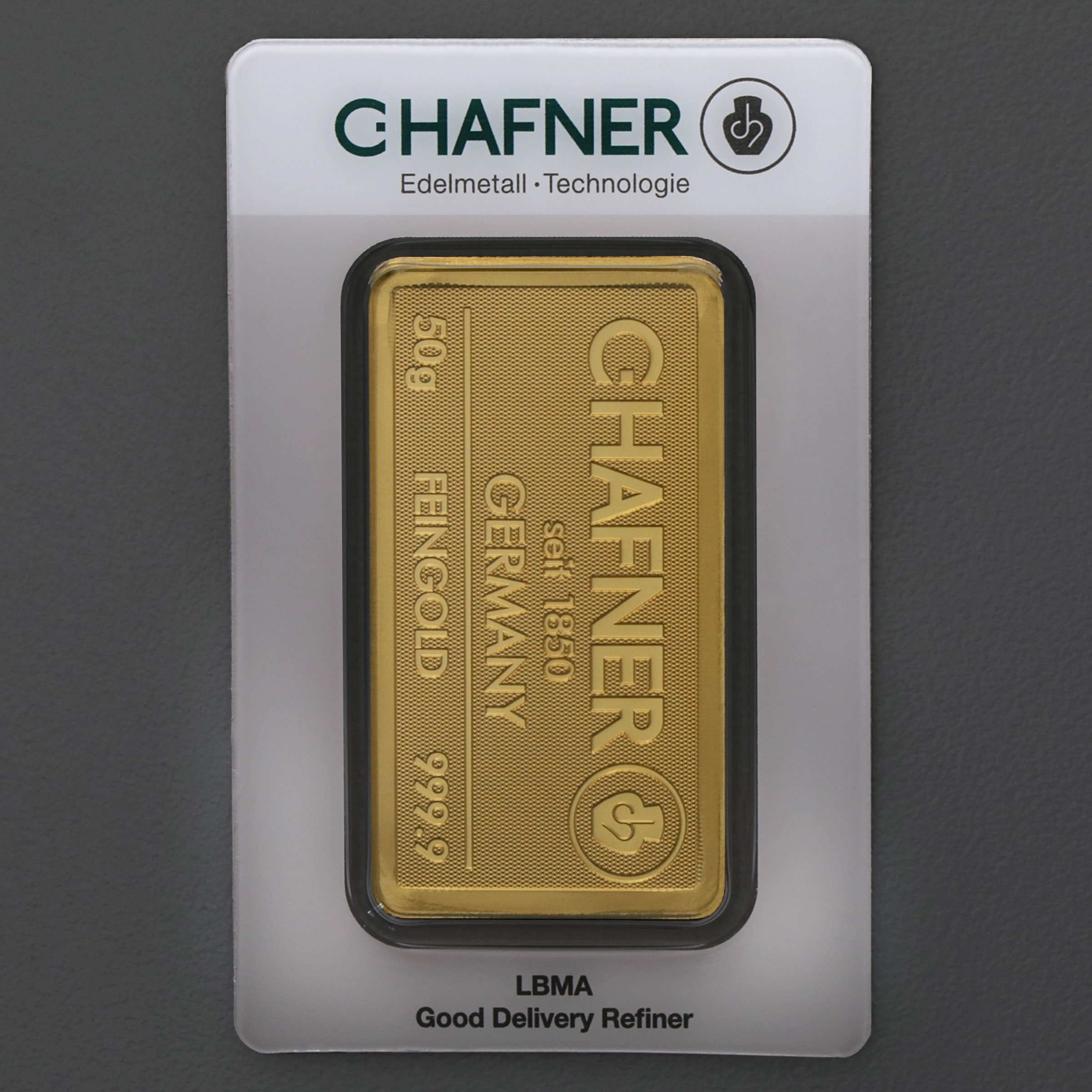 Goldbarren 50g "C.HAFNER - Prägeform" - Hauptansicht