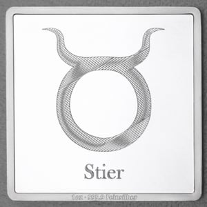 Silberbarren 1oz "Sternzeichen Stier" Gravurbarren quadratisch - Hauptansicht