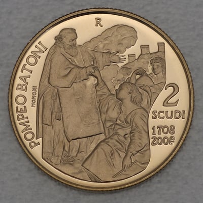 Goldmünze 2 Scudi "Pompeo Batoni" 2008 (PP) 300. Geburtstag (San Marino) - Miniaturansicht 1