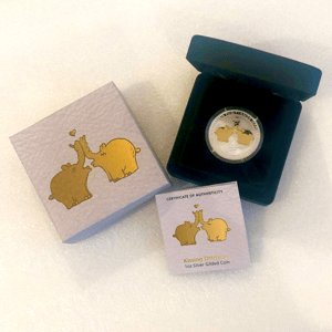 Silbermünze 1oz "Tempus Fugit – Amor Manet" 2020 (vergol.) Ottifanten – Kissing Ottifants (Tuvalu) - Miniaturansicht 5