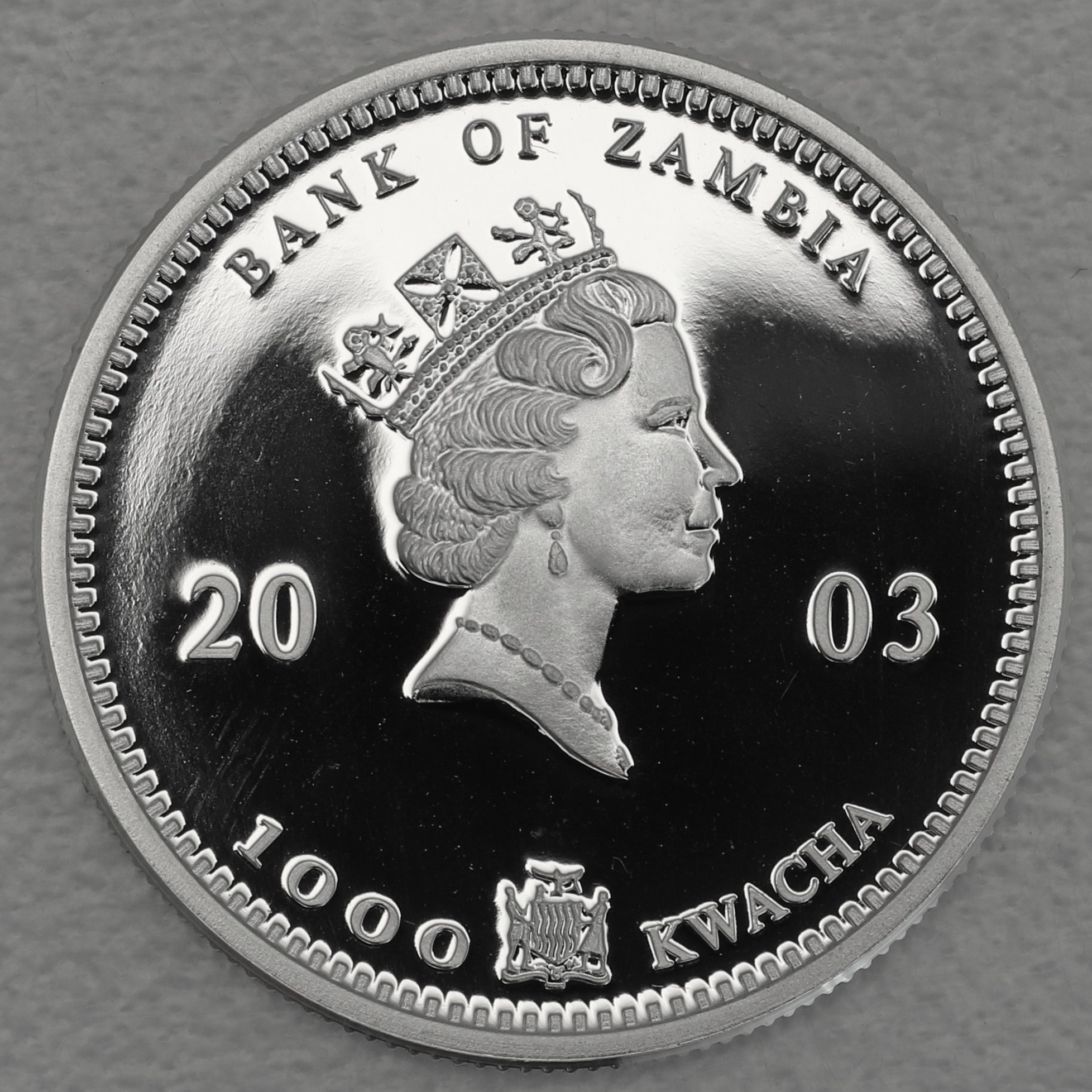 Silbermünze 1/4oz "Zambia Elefant" 2003 (PP) African Wildlife (Sambia) - Detailansicht 1