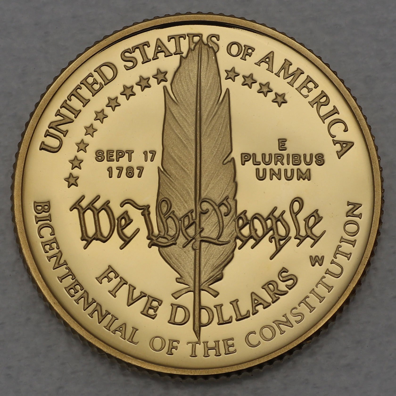 Goldmünze 5 Dollar "200 Jahre Verfassung" 1987 PP (USA) - Detailansicht 1