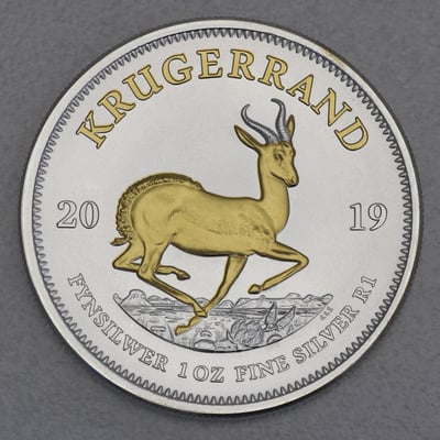 Silbermünze 1oz "Krügerrand" 2019 (vergoldet) (Südafrika) - Miniaturansicht 1