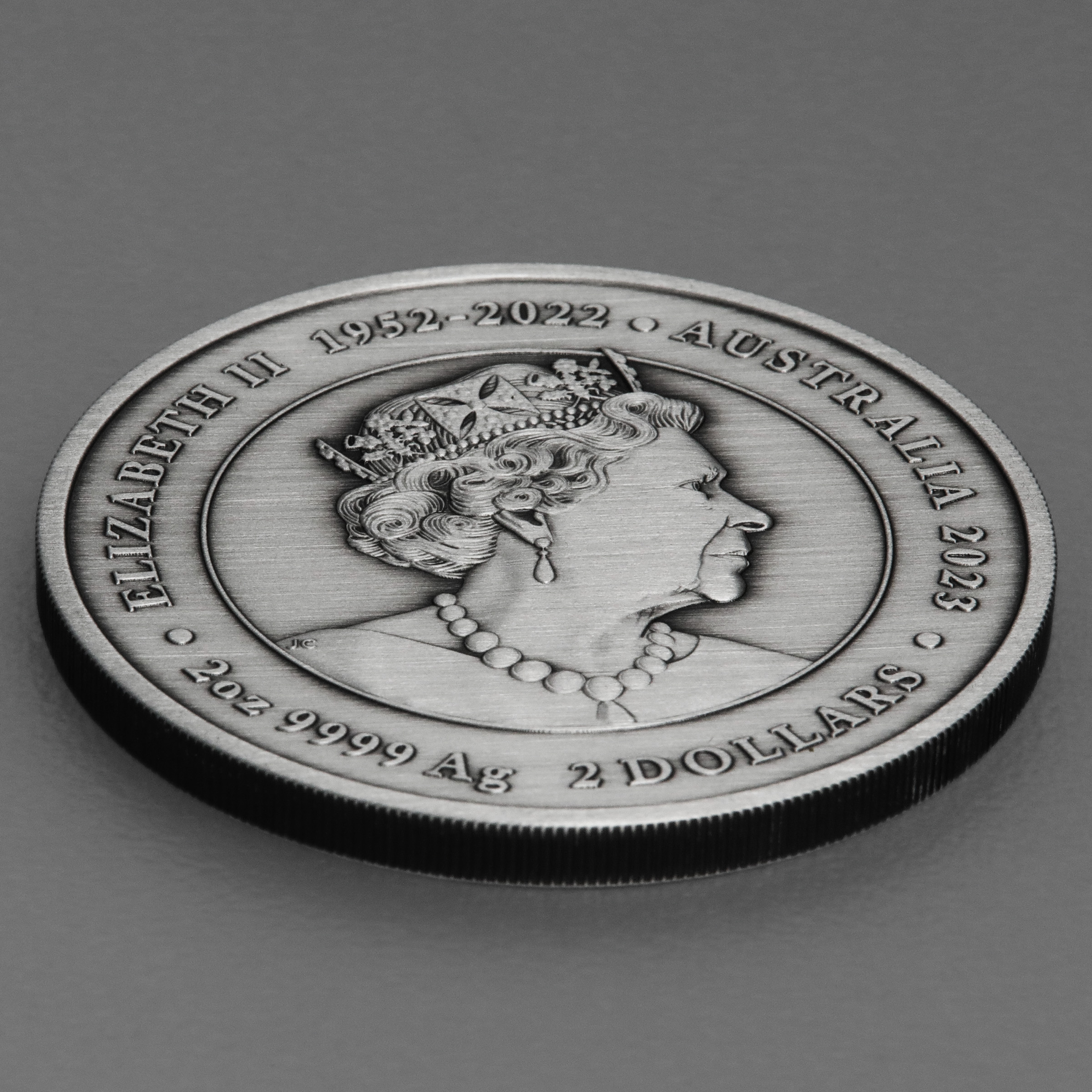 Silbermünze 2oz "Kangaroo Yongka" 2023 Antique Finish koloriert - Detailansicht 3