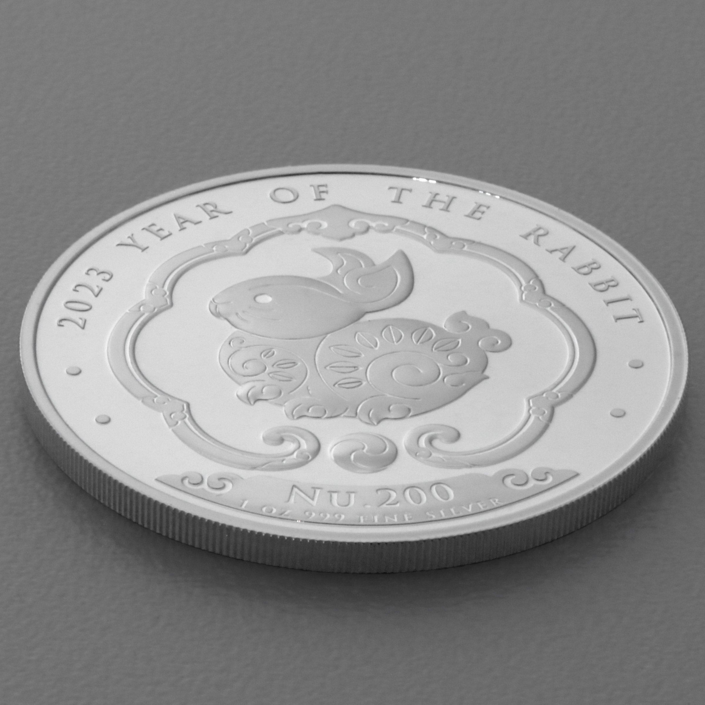 Silbermünze 1oz "Hase" 2023 Lunar – Year of the Rabbit 19% (Bhutan) - Detailansicht 2