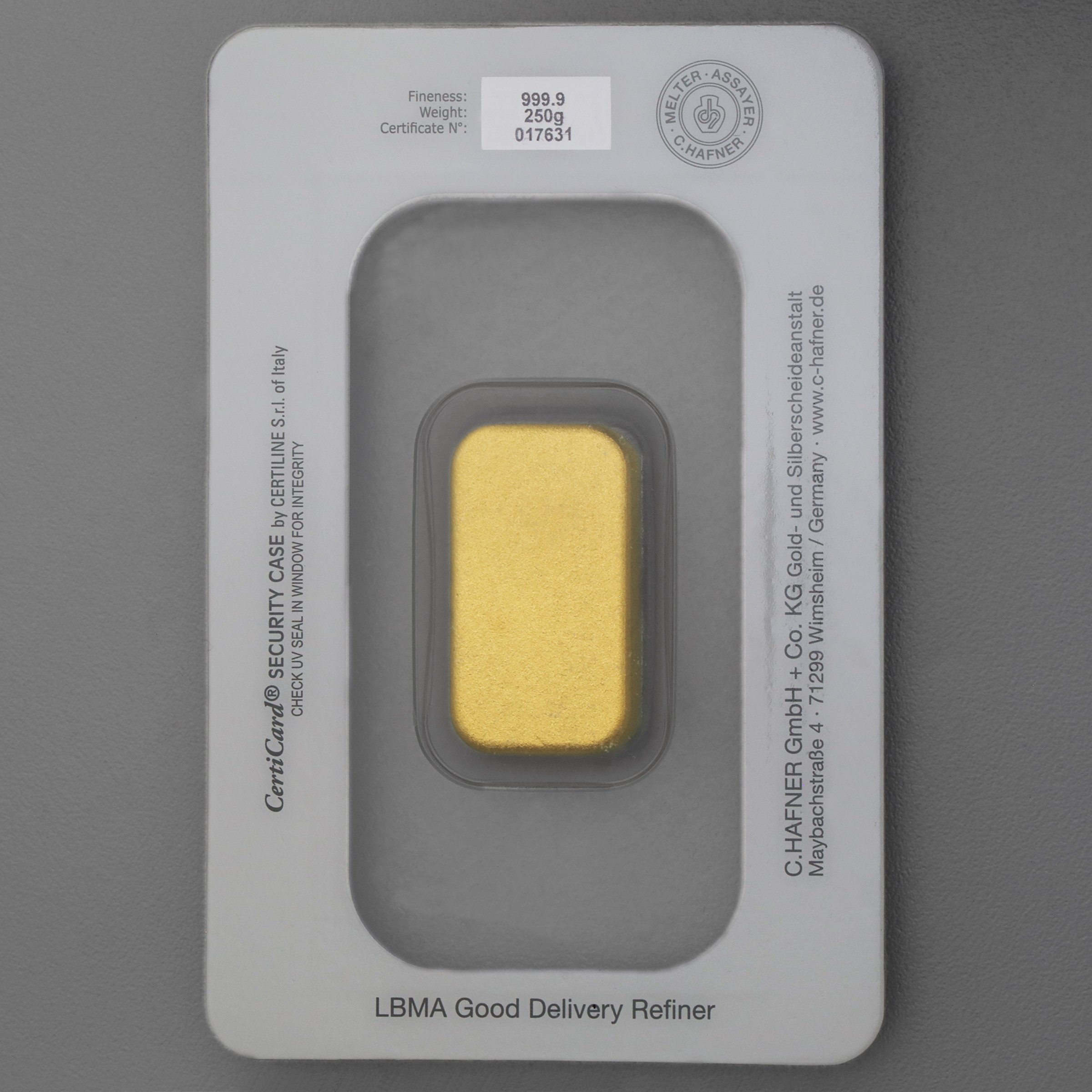 Goldbarren 250g "C.HAFNER - Gussform" - Detailansicht 1