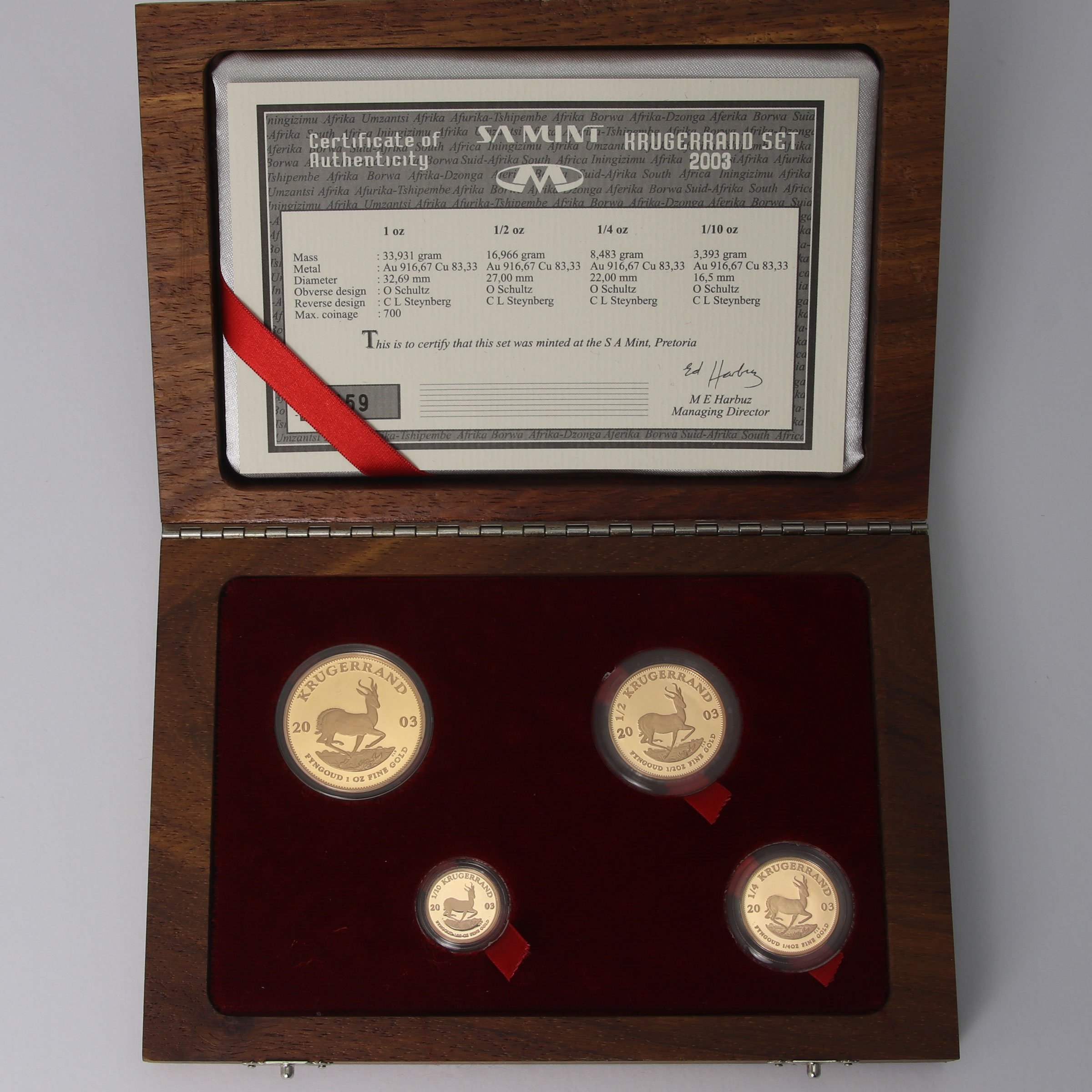 Goldmünzen 4 x "Krügerrand" 2003 (PP) Prestige Set – 4-teilig (Südafrika) - Hauptansicht