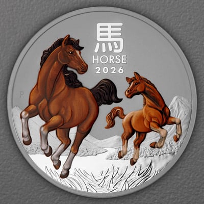 Silbermünze 1kg "Pferd" 2026 (koloriert) Lunar III – Year of the Horse (Australien) - Hauptansicht