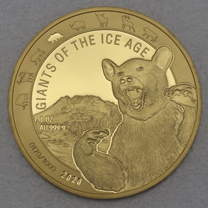 Goldmünze 1oz "Höhlenbär" 2020 Giants of Ice Age (Ghana) - Hauptansicht