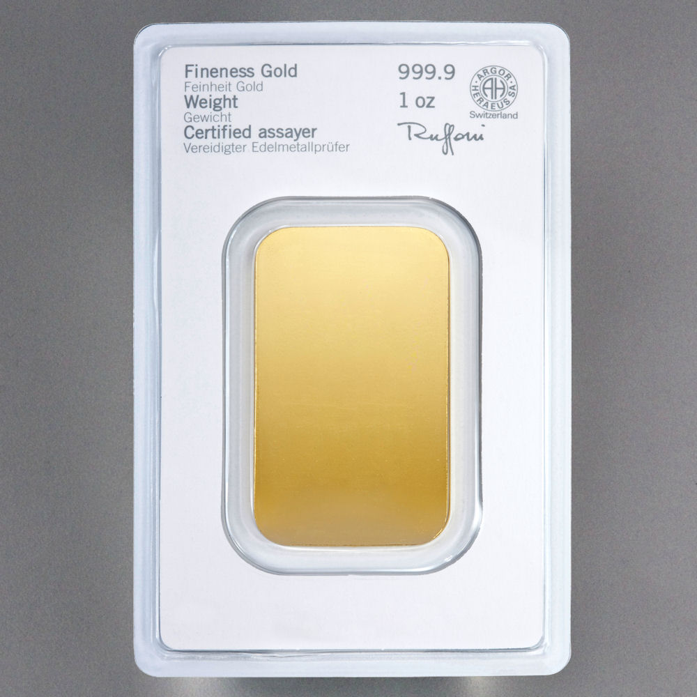 Goldbarren 1oz HERAEUS geprägt - Detailansicht 2