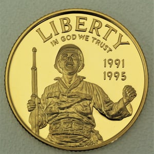 Goldmünze 5 Dollar "World War II 50th" 1993 (PP) (USA) - Hauptansicht