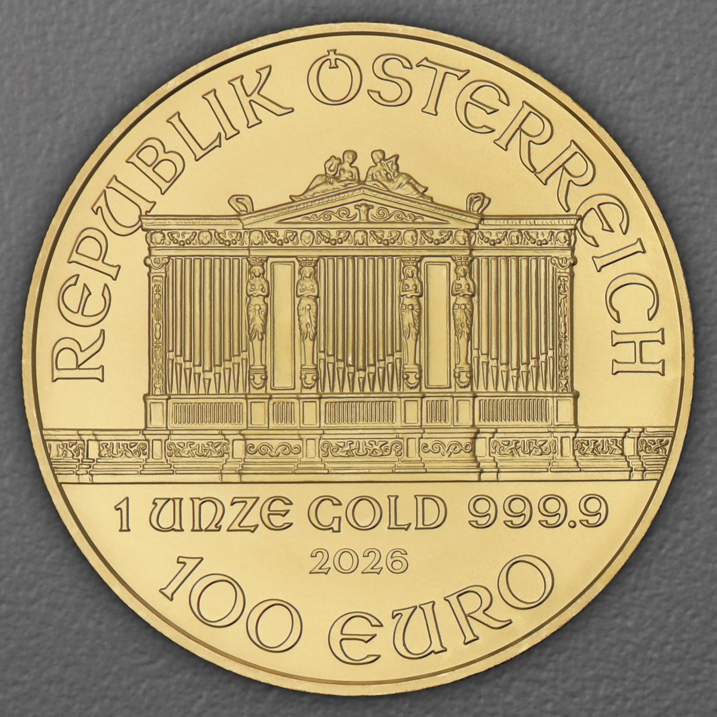 Goldmünze 10 x 1oz "Wiener Philharmoniker" aktueller Jahrgang Tube (Österreich) - Detailansicht 2