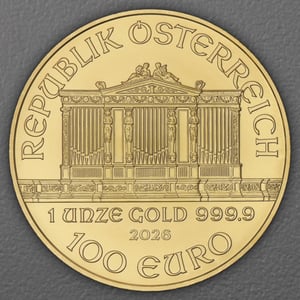 Goldmünze 10 x 1oz "Wiener Philharmoniker" aktueller Jahrgang Tube (Österreich) - Miniaturansicht 3