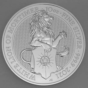 Silbermünze 10oz "White Lion of Mortimer" 2021 The Queen s Beasts (Großbritannien) - Hauptansicht