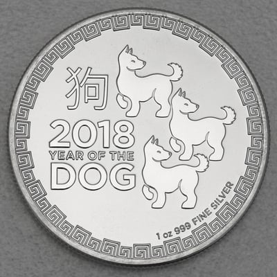 Silbermünze 1oz "Hund" 2018 Year of the Dog (Niue) - Miniaturansicht 1