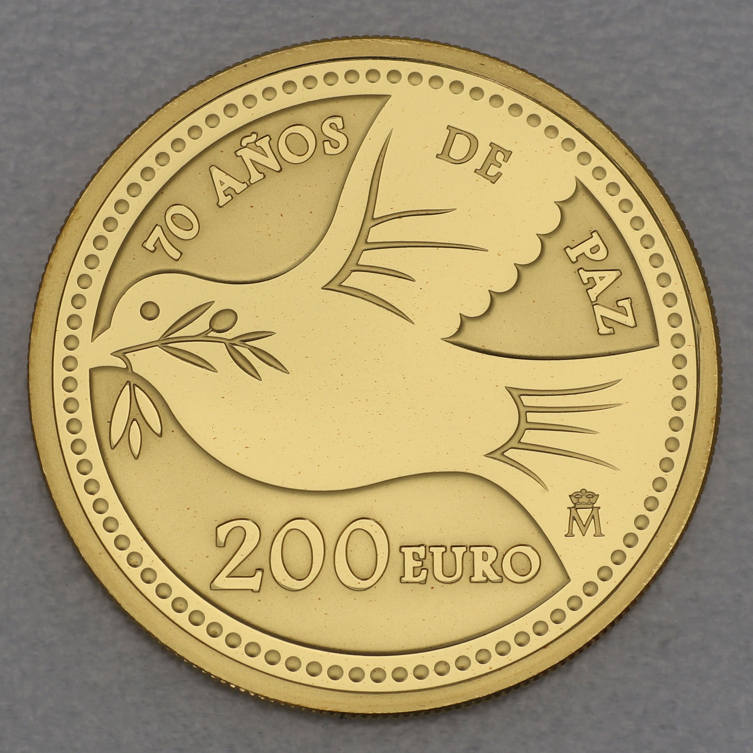 Goldmünze 200 Euro "70 Jahre Frieden" 2015 (Spanien) - Hauptansicht