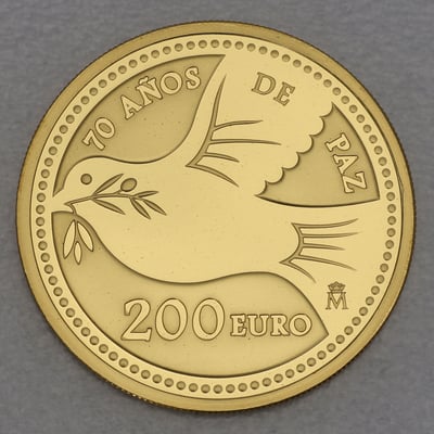 Goldmünze 200 Euro "70 Jahre Frieden" 2015 (Spanien) - Miniaturansicht 1