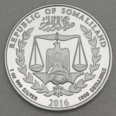 Silbermünze 1oz "Affe" 2016 (vergoldet) Somaliland Lunar – Year of the Monkey (Somalia) - Miniaturansicht 2