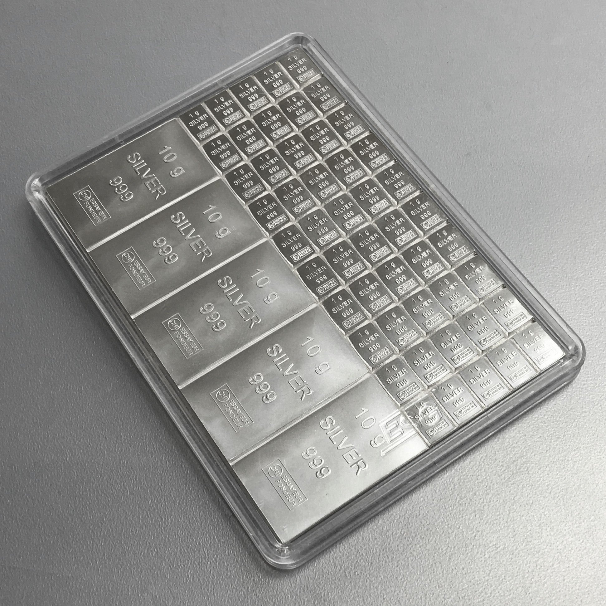 Silbertafel (5x 10g + 50x 1g Ag) "CombiBar-Mix" - Detailansicht 3