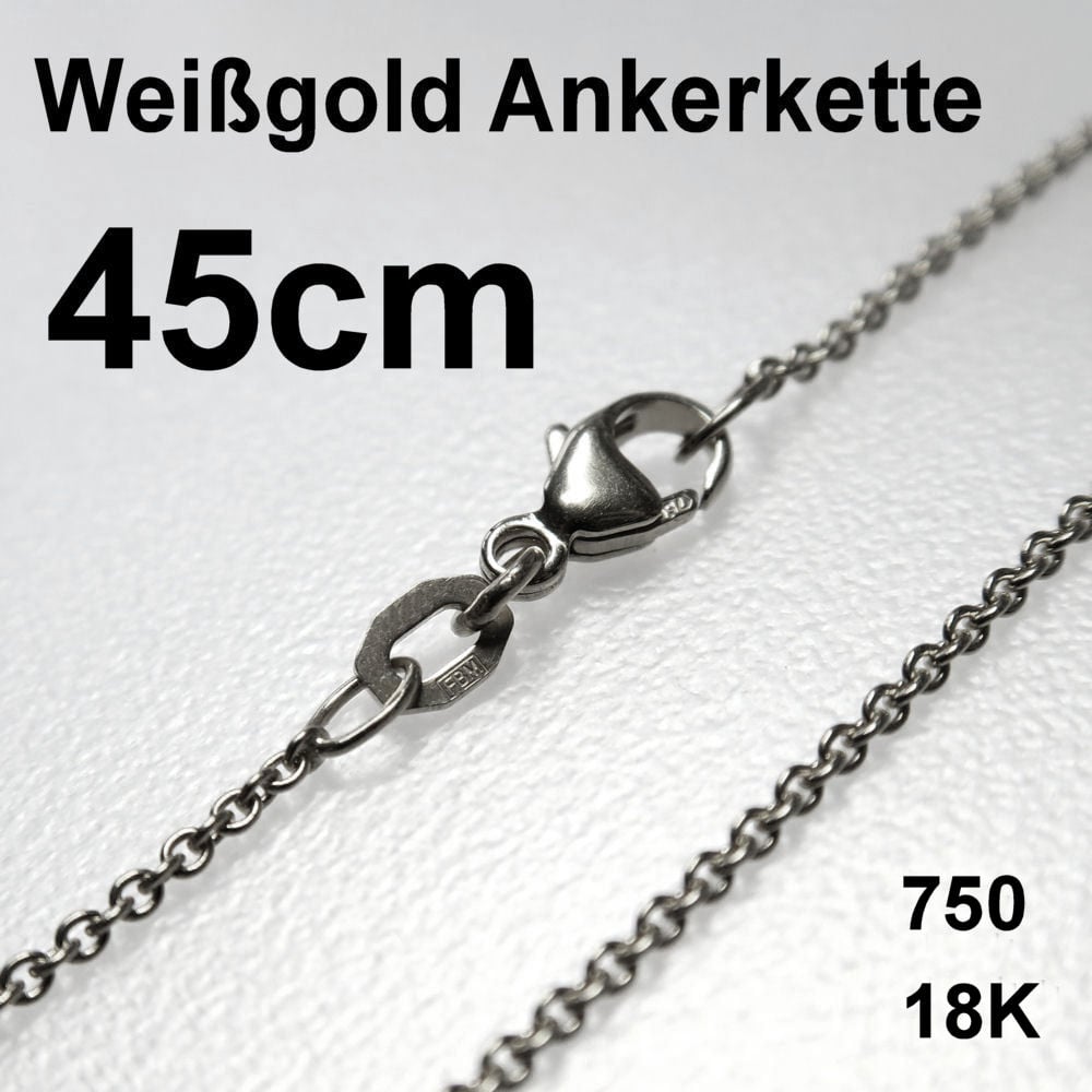 Weißgoldkette 750er/45 cm "Anker-Form" (18 kt WG) - Hauptansicht